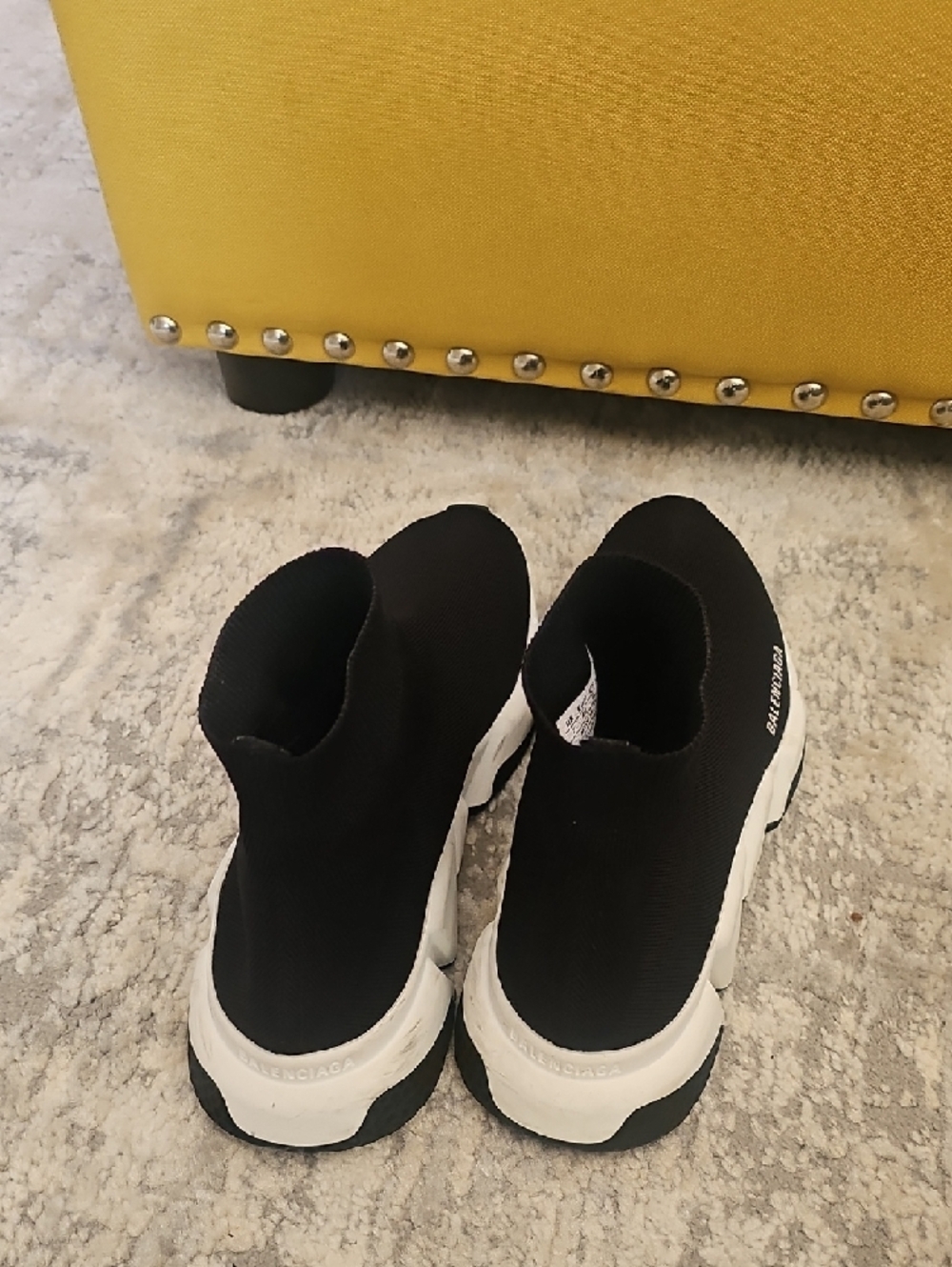 Balenciaga Black Knit Sock Sneakers with White Sole - Picture 3 of 6